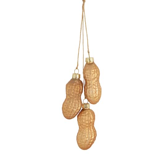 Northlight; Gold & Bronze Glass Peanut Cluster Christmas Ornament; Category:Glass Ornaments; Image:1